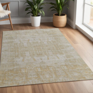 4' X 6' Yellow and Ivory Abstract Hand Woven Area Rug