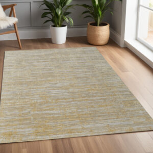 4' X 6' Yellow and Ivory Abstract Hand Woven Area Rug