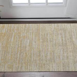 2' X 3' Yellow and Ivory Abstract Hand Woven Area Rug