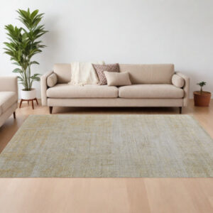9' X 12' Yellow and Ivory Abstract Hand Woven Area Rug