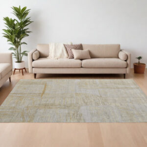 10' X 14' Yellow and Ivory Abstract Hand Woven Area Rug