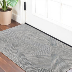 2' X 3' Green and Ivory Abstract Hand Woven Area Rug