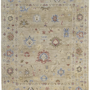3' X 5' Tan Brown and Blue Wool Floral Hand Knotted Area Rug With Fringe