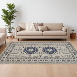 10' X 13' Blue and Gray Oriental Power Loom Area Rug