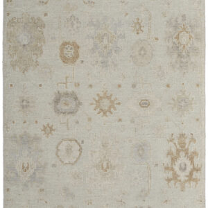 12' X 15' Tan and Gray Wool Floral Hand Knotted Area Rug