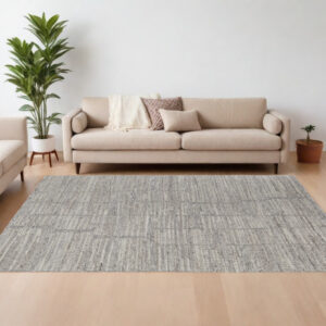 9' X 13' Taupe and Gray Abstract Hand Woven Worn Faded Area Rug