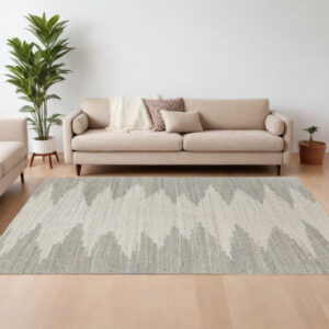 8' X 10' Gray and Ivory Ombre Hand Woven Area Rug