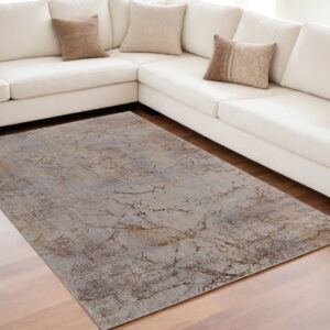 5' X 8' Brown Taupe and Tan Abstract Power Loom Area Rug