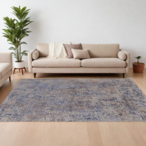 12' X 15' Blue Brown and Tan Abstract Power Loom Area Rug
