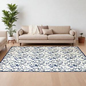 10' X 13' Blue and Ivory Abstract Power Loom Area Rug