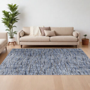 9' X 13' Blue Ivory and Tan Abstract Power Loom Area Rug