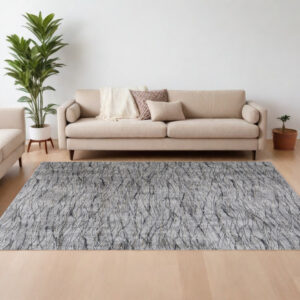 9' X 13' Gray Ivory and Tan Abstract Power Loom Area Rug