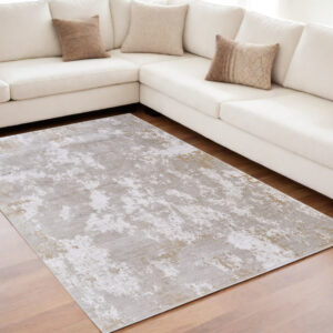 5' X 8' Gray Brown and Ivory Abstract Power Loom Area Rug