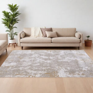 8' X 10' Gray Brown and Ivory Abstract Power Loom Area Rug