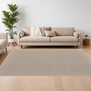 9' X 12' Ivory and Tan Hand Woven Area Rug