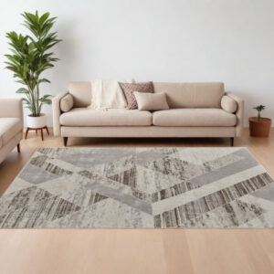 9' X 12' Ivory Gray and Brown Geometric Power Loom Area Rug