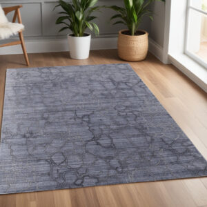 4' X 6' Gray and Blue Abstract Hand Woven Area Rug