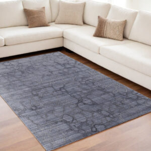 5' X 8' Gray and Blue Abstract Hand Woven Area Rug