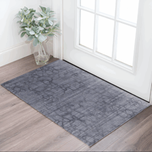 2' X 3' Gray and Blue Abstract Hand Woven Area Rug