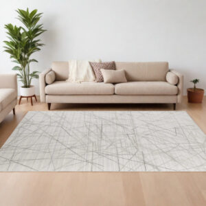 9' X 12' Gray and Ivory Abstract Hand Woven Area Rug