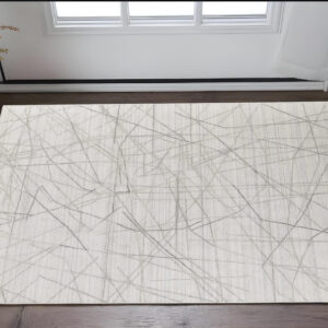 2' X 3' Gray and Ivory Abstract Hand Woven Area Rug