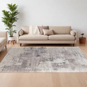 9' X 12' Brown Black and Tan Abstract Hand Tufted Area Rug