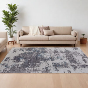 10' X 14' Ivory Brown and Blue Abstract Hand Tufted Area Rug