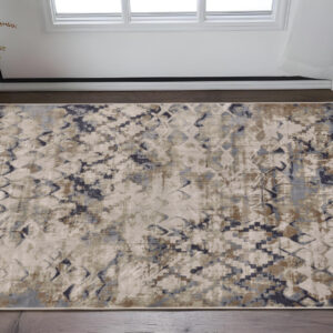 2' X 3' Gray Geometric Distressed Area Rug