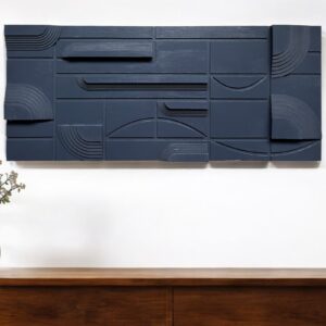 Blue Modern Geometric Wrapped Canvas Wall Art