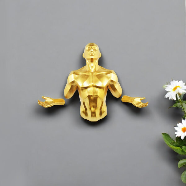 6" X 4" Gold Resin Bursting Man Hanging Dimensional Sculpture
