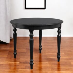 39" Black Solid Wood Round Top Dining Table