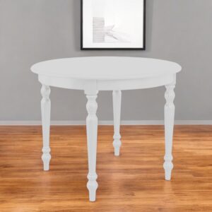 39" White Solid Wood Round Top Dining Table