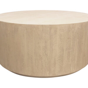 36" Natural Solid Wood Round Distressed Coffee Table