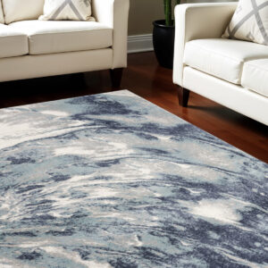 8' X 10' Blue Abstract Power Loom Area Rug