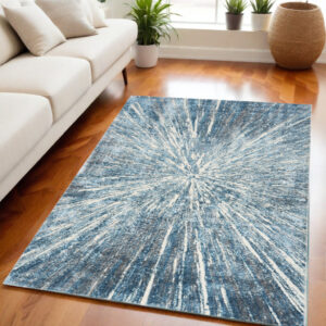 5' X 7' Blue Abstract Area Rug