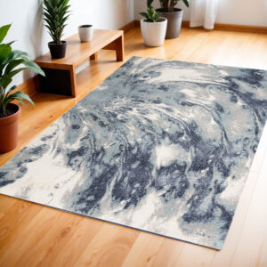 4' X 6' Blue Abstract Power Loom Area Rug