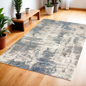 4' X 6' Blue Abstract Power Loom Area Rug