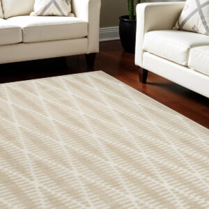 7' X 9' Beige Geometric Area Rug