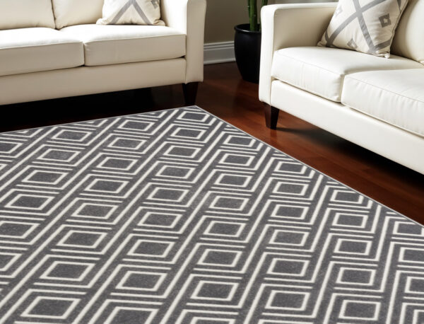9' X 12' Gray Geometric Area Rug