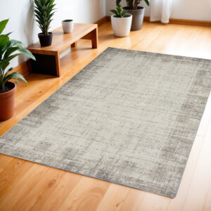 4' X 6' Ivory and Gray Abstract Area Rug