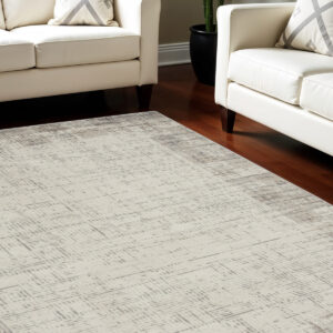8' X 10' Ivory and Gray Abstract Area Rug