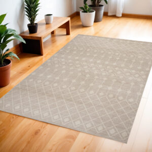 4' X 6' Beige Geometric Power Loom Area Rug