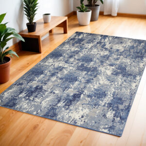 4' X 6' Blue Abstract Power Loom Area Rug