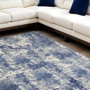 6' X 9' Blue Abstract Power Loom Area Rug