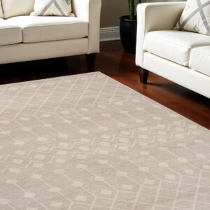7' X 10' Beige Geometric Power Loom Area Rug