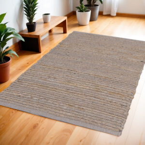 4' X 6' Gray Jute Hand Woven Area Rug