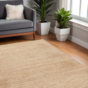 4' Beige Jute Hand Woven Square Rug