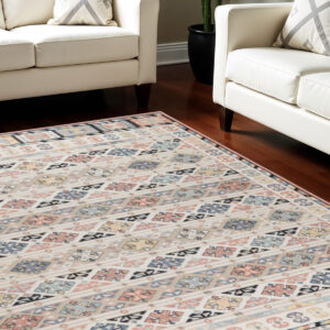 8' X 10' Ivory Tan And Black Geometric Flatweave Area Rug