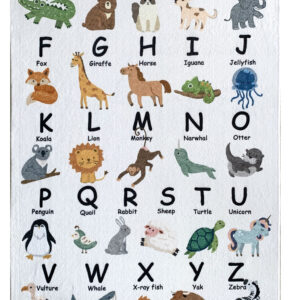5' X 8' Gray Brown and Green Juvenile Alphabet Youthful Area Rug