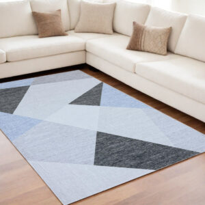 5' X 8' Blue and Gray Geometric Area Rug